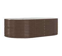 Qnhdfrt Galvanized Steel Oval Raised Garden Bed, Brown, 212x140x68 cm | Large outdoor planter box ideal for growing vegetables, flowers, and herbs in your backyard, patio, or balcony.
