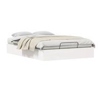 Qnhdfrt Gas Lift Storage Bed Frame, Solid Pine, 135x190cm Double, White