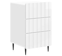 Qnhdfrt Glossy White 3-Drawer Engineered Wood Nightstand