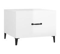 Qnhdfrt Glossy White Engineered Wood End Table with Metal Legs