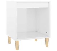 Qnhdfrt Glossy White Engineered Wood Nightstand, 40x35x50 cm