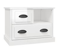 Qnhdfrt Glossy White Engineered Wood Nightstand with 2 Drawers