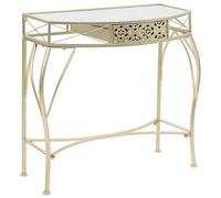 Qnhdfrt Gold Metal and Glass Console Table with Drawer
