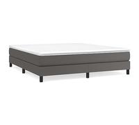 Qnhdfrt Gray Faux Leather Slatted Bed Frame, 160x200 cm | Features a durable plywood support system designed for two adults, eliminating the need for a box spring.