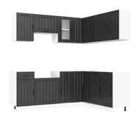 Qnhdfrt Kalmar Ensemble de 11 armoires de cuisine en bois noir - Ensemble de meubles de cuisine modernes avec beaucoup d'espace de rangement - Combinaison d'armoire pour la cuisine avec meuble sous