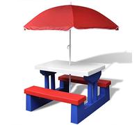 Qnhdfrt Kids Plastic Picnic Table Set with Benches and Umbrella