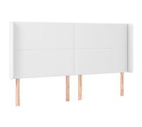 Qnhdfrt King Faux Leather Wingback Headboard, Adjustable Height, White
