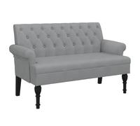 Qnhdfrt Light Gray Fabric Upholstered 2-Seater Bench | Features rolled armrests, wooden legs, and a 47.2x24.4x29.7 inch frame, ideal for entryway or bedroom.