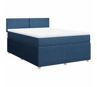 Qnhdfrt Lit 140x200 Matelas Ressorts Ensachés & Surmatelas Bleu | Ensemble lit complet bleu pour chambre à coucher avec tête de lit, sommier à lattes et surmatelas déhoussable.