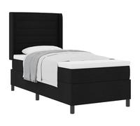 Qnhdfrt Lit à sommier tapissier, 100 x 200 cm, noir, lit rembourré avec matelas à fermeté moyenne, surmatelas et sommier à lattes, tête de lit réglable, design moderne, cadre en bois stable