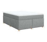 Qnhdfrt Lit à sommier tapissier 140 x 190 cm avec matelas à ressorts ensachés et surmatelas, lit en tissu gris clair pour chambre à coucher, solution de sommeil complète avec sommier à lattes et pieds