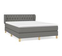 Qnhdfrt Lit à sommier tapissier 140 x 190 cm gris foncé - Lit complet avec matelas à ressorts ensachés, tête de lit réglable et surmatelas - Lit rembourré confortable en tissu