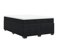 Qnhdfrt Lit à sommier tapissier, 140 x 190 cm, noir, lit rembourré de luxe avec housse en velours, matelas à ressorts ensachés et surmatelas confortable, design stable pour un sommeil réparateur