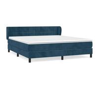 Qnhdfrt Lit à sommier tapissier 160 x 200 cm avec matelas à ressorts ensachés et surmatelas, élégant lit rembourré avec tête de lit réglable en hauteur, housse en velours doux bleu foncé