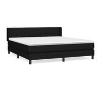 Qnhdfrt Lit à sommier tapissier, 160 x 200 cm, avec matelas à ressorts ensachés et surmatelas, lit double avec tête de lit réglable, cadre stable en tissu, noir, pour chambre à coucher