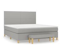 Qnhdfrt Lit à sommier tapissier 160 x 200 cm avec matelas à ressorts ensachés et surmatelas - Lit double avec tête de lit et banc réglables en hauteur - Gris clair - Confort de sommeil moderne