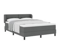 Qnhdfrt Lit à sommier tapissier 160 x 200 cm avec matelas à ressorts ensachés et surmatelas, lit rembourré moderne avec tête de lit réglable en hauteur, lit double stable en bois, gris foncé