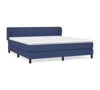 Qnhdfrt Lit à sommier tapissier, 160 x 200 cm, bleu, ensemble complet avec matelas à ressorts ensachés et surmatelas, lit en tissu avec tête de lit réglable en hauteur, lit rembourré stable, meubles