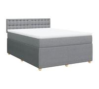 Qnhdfrt Lit à sommier tapissier 160 x 200 cm gris clair - Ensemble complet avec matelas à ressorts ensachés, surmatelas et tête de lit - Lit rembourré confortable en tissu résistant - Meubles de
