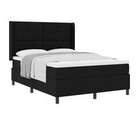 Qnhdfrt Lit à sommier tapissier, 160 x 200 cm, lit double avec matelas et surmatelas, tête de lit réglable, ressorts ensachés, lit rembourré pour chambre à coucher, noir, cadre en bois stable