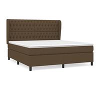Qnhdfrt Lit à sommier tapissier 180 x 200 cm avec matelas à ressorts ensachés et surmatelas, lit double avec tête de lit réglable en hauteur, marron foncé, lit en tissu robuste pour chambre à coucher