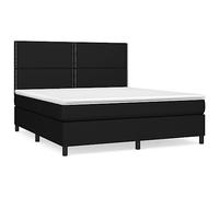 Qnhdfrt Lit à sommier tapissier 180 x 200 cm en noir - Ensemble complet avec matelas à ressorts ensachés, surmatelas et tête de lit réglable en hauteur - Lit double moderne en tissu résistant
