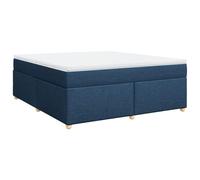 Qnhdfrt Lit à sommier tapissier 180 x 200 cm, kit complet avec matelas à ressorts ensachés et surmatelas, lit stable en bleu avec pieds en bois massif, meubles de chambre pour un confort réparateur