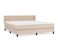 Qnhdfrt Lit à sommier tapissier 180 x 200 cm - Lit double en cuir synthétique marron cappuccino avec matelas à ressorts ensachés et surmatelas - Tête de lit réglable en hauteur - Meubles de chambre à