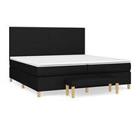 Qnhdfrt Lit à sommier tapissier 200 x 200 cm avec matelas à ressorts ensachés, surmatelas et banc, tête de lit réglable en hauteur, lit rembourré en tissu résistant, lit double noir