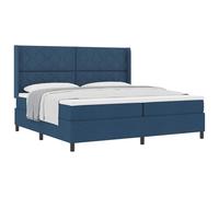 Qnhdfrt Lit à sommier tapissier 200 x 200 cm avec matelas et tête de lit réglable, lit rembourré pour chambre à coucher, cadre en bois stable, matelas à ressorts ensachés moyennement ferme, bleu
