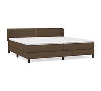 Qnhdfrt Lit à sommier tapissier 200 x 200 cm marron foncé - Lit complet avec matelas à ressorts ensachés et surmatelas - Tête de lit réglable en hauteur - Tissu respirant - Meubles de chambre à