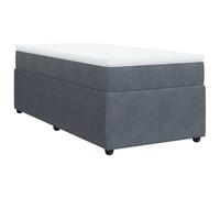 Qnhdfrt Lit à sommier tapissier 80 x 200 cm avec matelas à ressorts ensachés et surmatelas, lit capitonné en velours gris foncé, lit simple avec sommier à lattes et pieds stables pour chambre à