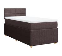 Qnhdfrt Lit à sommier tapissier 80 x 200 cm avec matelas à ressorts ensachés et surmatelas, lit simple avec tête de lit, tissu marron foncé, sommier à lattes stable, système de couchage pour chambre à