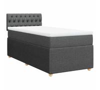 Qnhdfrt Lit à sommier tapissier, 80 x 200 cm, gris foncé, lit simple complet avec matelas à ressorts ensachés, surmatelas et tête de lit, lit rembourré confortable avec lattes pour un sommeil