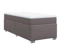 Qnhdfrt Lit à sommier tapissier, 80 x 200 cm, gris, lit simple avec matelas à ressorts ensachés et surmatelas confortable, cadre de lit en cuir synthétique facile d'entretien, système de couchage