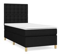 Qnhdfrt Lit à sommier tapissier 80 x 200 cm, lit simple avec matelas à ressorts ensachés et surmatelas, tête de lit réglable, housse en tissu respirant, soutien moyennement ferme, lit rembourré pour