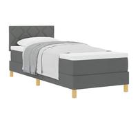 Qnhdfrt Lit à sommier tapissier, 80 x 200 cm, lit simple avec matelas à ressorts ensachés et surmatelas, lit rembourré, gris foncé, tête de lit réglable en hauteur, système de sommeil ergonomique