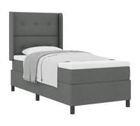 Qnhdfrt Lit à sommier tapissier 80 x 200 cm, lit simple avec matelas et surmatelas, gris foncé, lit rembourré avec tête de lit réglable et sommier à lattes, design moderne, cadre stable en bois massif