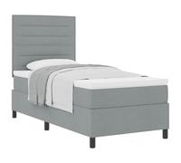 Qnhdfrt Lit à sommier tapissier, 80 x 200 cm, lit simple avec matelas et surmatelas, lit capitonné, gris clair, design moderne avec tête de lit réglable, cadre de lit stable en bois