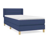 Qnhdfrt Lit à sommier tapissier 90 x 200 cm - Ensemble complet avec matelas à ressorts ensachés et surmatelas - Lit rembourré en bleu - Tête de lit réglable en hauteur - Ensemble de meubles de chambre