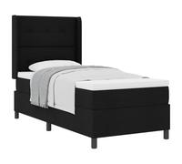 Qnhdfrt Lit à sommier tapissier 90 x 200 cm, lit simple noir avec matelas et surmatelas, lit rembourré avec tête de lit réglable, cadre stable en bois massif, pour chambre à coucher, moderne et