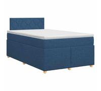 Qnhdfrt Lit Boxspring 120x190 cm avec Matelas et Surmatelas Bleu | Lit rembourré 2 personnes avec tête réglable et surmatelas, apportant style et bien-être dans votre chambre à coucher.