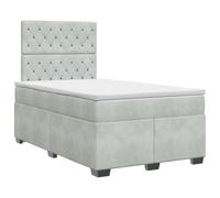 Qnhdfrt Lit Boxspring 120x200 cm avec Matelas Ressorts Velours Gris Clair | Mobilier de chambre complet avec tête réglable en velours doux et matelas déhoussable pour un entretien très simple.