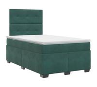 Qnhdfrt Lit Boxspring 120x200 cm Matelas Ressorts Ensachés Velours Vert | Lit complet pour chambre à coucher avec tête réglable et housses lavables pour un entretien facile au quotidien.