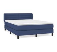Qnhdfrt Lit Boxspring 140x200 cm avec Matelas et Surmatelas Tissu Bleu | Ensemble lit complet pour chambre à coucher avec tête de lit réglable, matelas à ressorts ensachés et surmatelas moelleux.