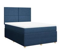Qnhdfrt Lit Boxspring 140x200 cm Tissu Bleu avec Matelas et Surmatelas | Ensemble lit rembourré pour chambre à coucher avec matelas à ressorts ensachés et tête de lit réglable en hauteur.
