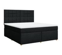 Qnhdfrt Lit Boxspring 180x200 avec Matelas et Surmatelas Noir | Ensemble complet pour chambre à coucher avec tête de lit réglable en hauteur, tissu noir respirant et pieds robustes.