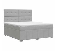 Qnhdfrt Lit Boxspring 180x200 cm avec Matelas et Surmatelas Gris Clair | Tête de lit réglable en hauteur, matelas à ressorts ensachés et housse lavable pour un grand confort dans la chambre.