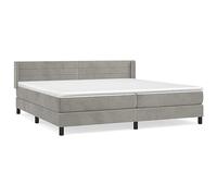 Qnhdfrt Lit Boxspring 200x200 cm Complet avec Matelas à Ressorts Ensachés et Surmatelas, Lit Double Adulte en Velours Gris Clair et Tête de Lit Réglable en Hauteur