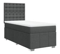 Qnhdfrt Lit Boxspring 80x200 cm avec Matelas et Surmatelas Gris Foncé | Ensemble complet pour chambre à coucher avec tête de lit réglable en hauteur, matelas à ressorts et surmatelas lavable.